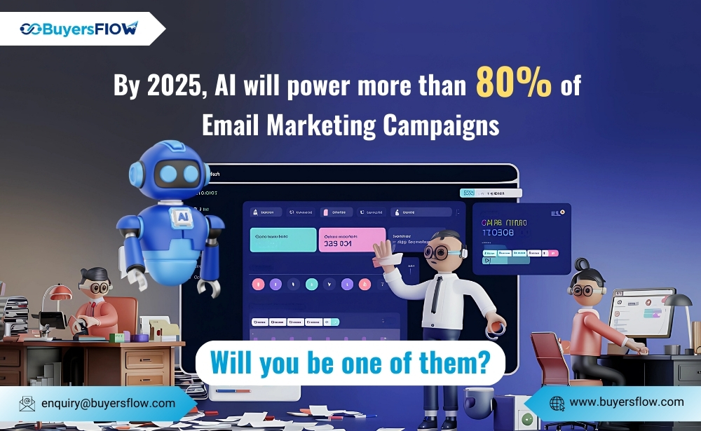 An infographic illustrating that by 2025, AI powers over 80% of email campaigns, highlighting its impact on marketing strategies.